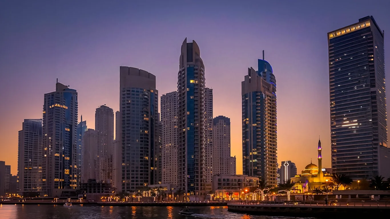 Dubai marina at sunset